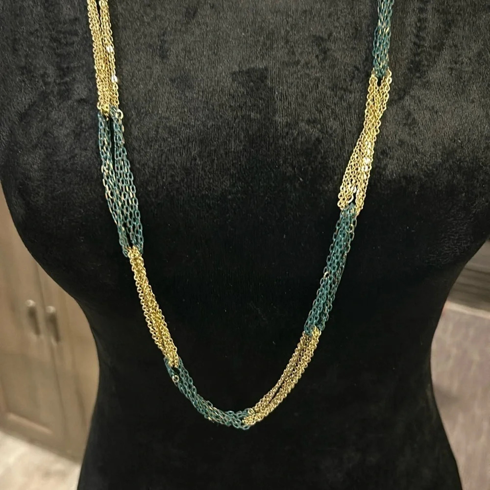 Interlocking Metal Woven Multi Chain Sections‎ in Blue & Gold
